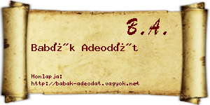 Babák Adeodát névjegykártya